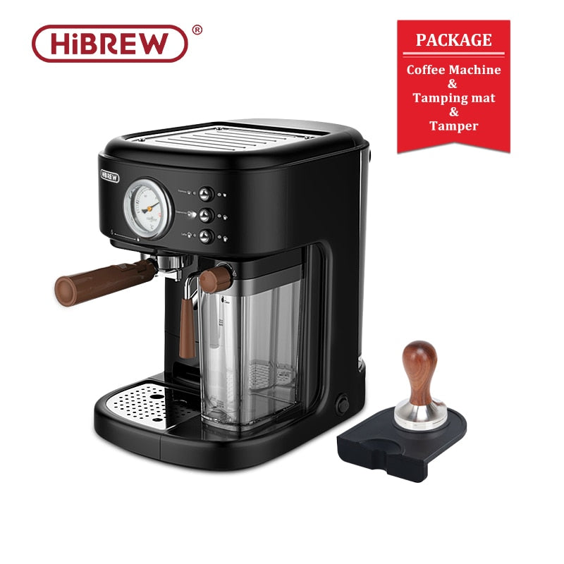 HiBREW Fully Automatic Espresso Cappuccino Latte 19Bar 3 in 1 Coffee Machine Automatic hot milk froth  ESE pod&Ground Coffee H8A
