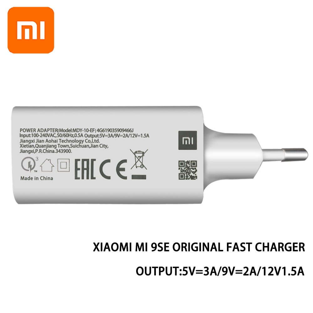 Original XIAOMI MI USB QC3.0 Fast wall Charger with Micro Usb and Type C Cable for XIAOMI Mi 9 8 SE CC9 A3 Redmi K20 Note 7 Pro - Azbrowse