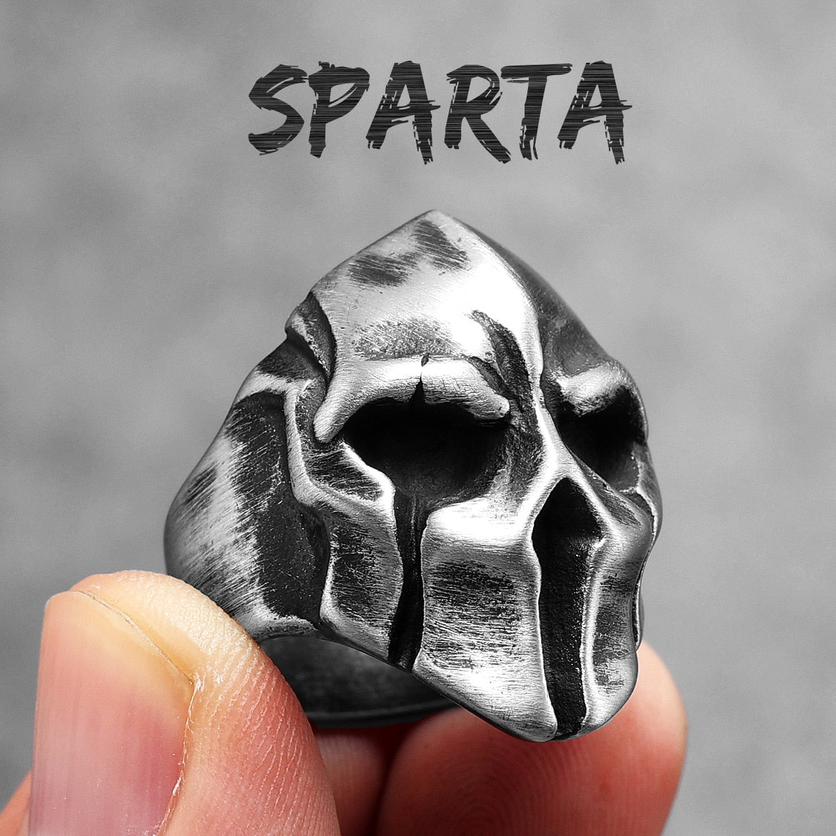 Stainless Steel Men Rings Spartan Helmet Warrior Skull Punk Rock Gothic for Biker Male Boy Jewelry Creativity Gift Wholesale - Azbrowse