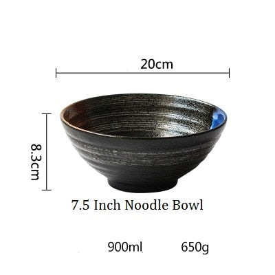 Japanese style 7.5 inch large bowl ramen bowl ceramic soup bowl retro tableware hat bowl trumpet bowl ceramic - Azbrowse