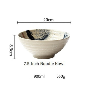 Japanese style 7.5 inch large bowl ramen bowl ceramic soup bowl retro tableware hat bowl trumpet bowl ceramic - Azbrowse