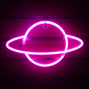 Planet LED Lights Neon Light Sign Bedroom Decor Neon Sign Night Lamp for Rooms Wall Art Bar Party USB or Battery Powered - Azbrowse