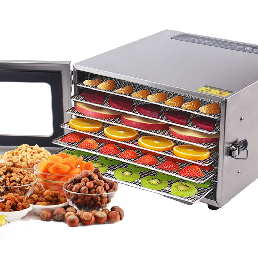 Stainless Steel Food Dehydrator Fruit Vegetable Herb Meat Drying Machine Pet Snacks food Dryer with 6 trays 220V EU US