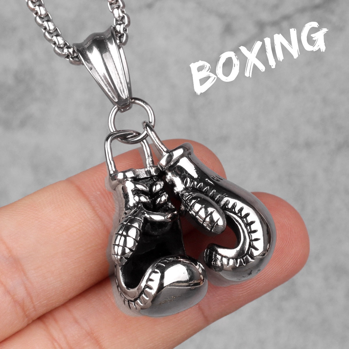 Boxing Gloves Gym Mens Long Necklaces Pendants Chain Punk Hip Hop for Boy Male Stainless Steel Jewelry Creativity Gift Wholesale - Azbrowse