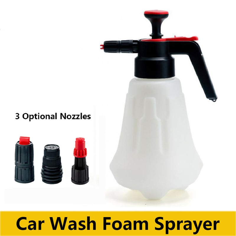 2L Hand Pump Foam Sprayer with 3 Types of Nozzle Hand Pneumatic Foam Cannon Snow Foam Car Wash Spray Bottle Car Window Cleaning - Azbrowse