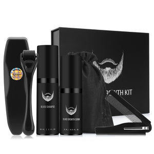 Beard Growth Kit Hair Growth Enhancer Thicker Oil Nourishing Leave-in Conditioner Beard Grow Set with Beard Growth roller - Azbrowse