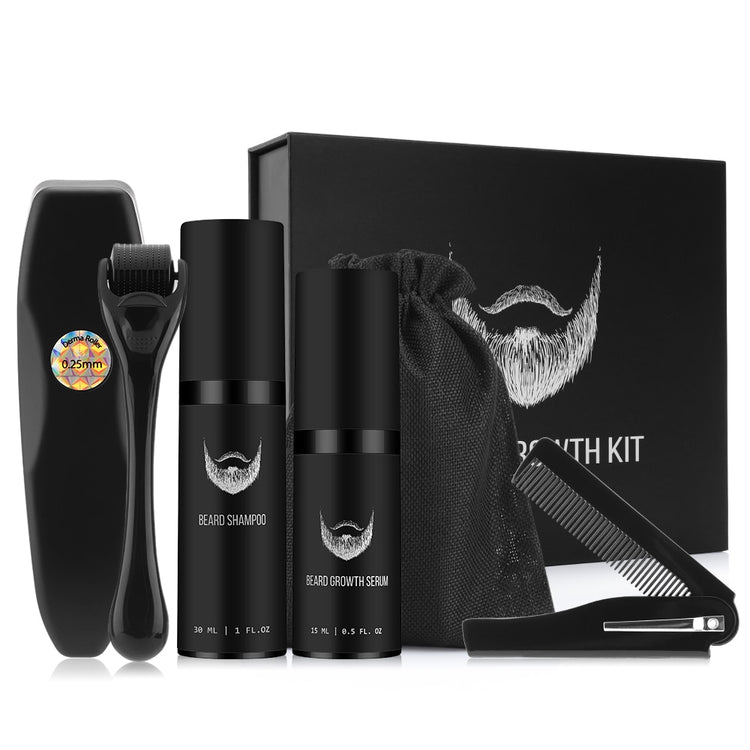 Beard Growth Kit Hair Growth Enhancer Thicker Oil Nourishing Leave-in Conditioner Beard Grow Set with Beard Growth roller - Azbrowse