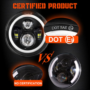 CO LIGHT 7 Inch LED Headlights DRL Hi/Lo Beam 50W 30W Halo Ring Amber Angel Eye For Niva Motorcycle Lada Offroad 4x4 UAZ 12V 24V - Azbrowse