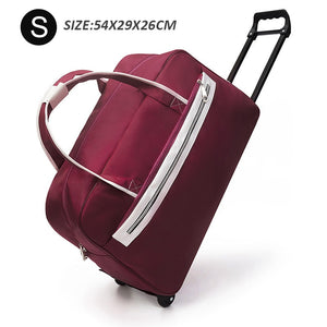 Striped Carry-Ons Bag Waterproof Nylon Trolly Bag For Traveling Men Travel Bags Foldable Cabin Suitcase With Wheels XA225C - Azbrowse