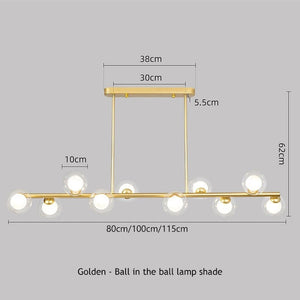 SANDYHA Modern Simple Bubble Ball Long Strip Chandeliers Minimalist Creative Hanging Lights Magic Bean Iron Art Restaurant Lamp - Azbrowse