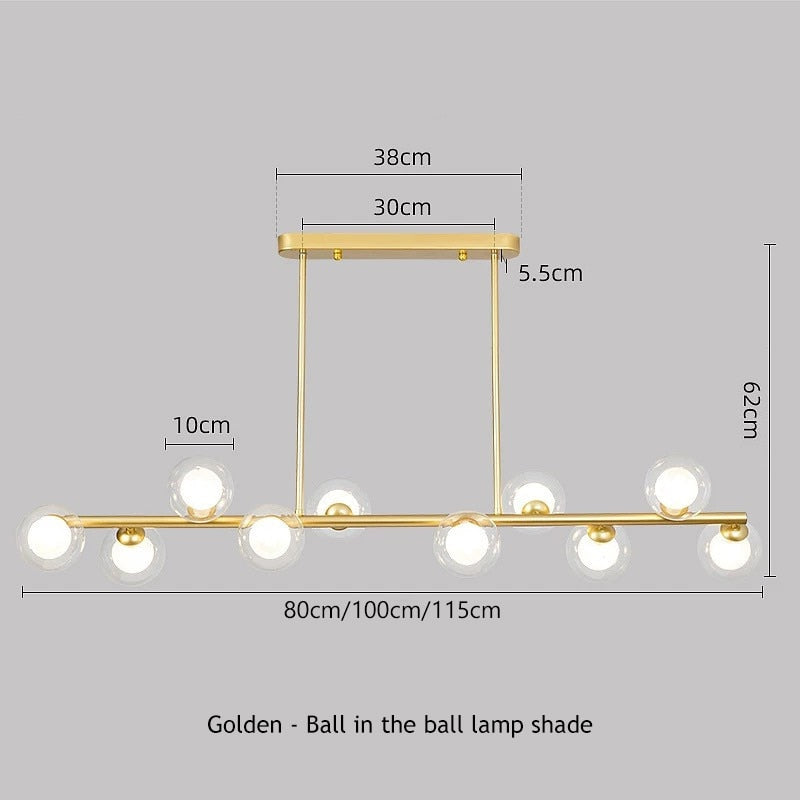 SANDYHA Modern Simple Bubble Ball Long Strip Chandeliers Minimalist Creative Hanging Lights Magic Bean Iron Art Restaurant Lamp - Azbrowse