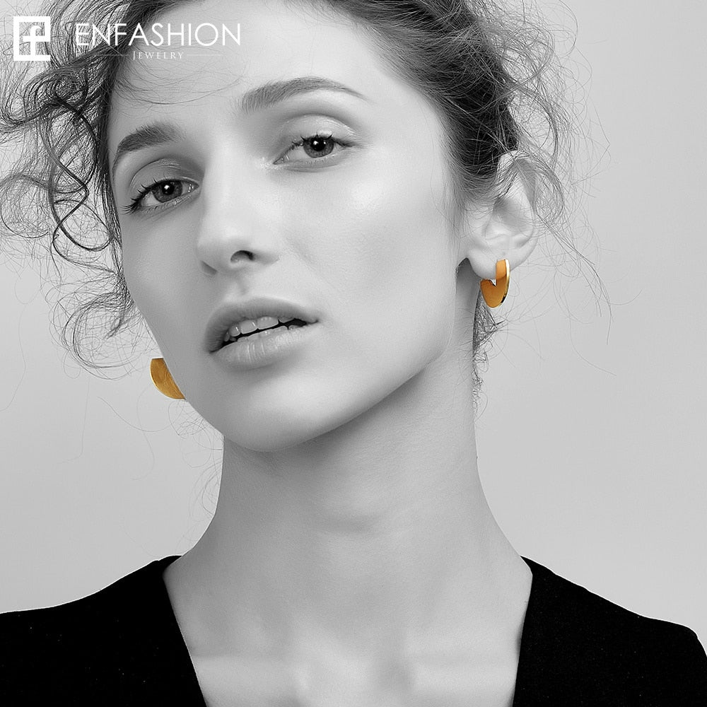 Enfashion Punk Geometic Semi-circle Fan Stud Earring Gold Color Stainless Steel Earrings For Women Earrings oorbellen E5423 - Azbrowse