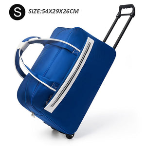 Striped Carry-Ons Bag Waterproof Nylon Trolly Bag For Traveling Men Travel Bags Foldable Cabin Suitcase With Wheels XA225C - Azbrowse