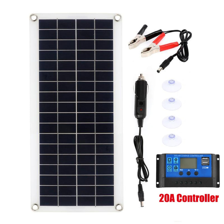 300W Solar Panel Kit Complete 12V USB With 10-60A Controller Solar Cells for Car Yacht RV Boat Moblie Phone Battery Charger - Azbrowse