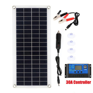 300W Solar Panel Kit Complete 12V USB With 10-60A Controller Solar Cells for Car Yacht RV Boat Moblie Phone Battery Charger - Azbrowse