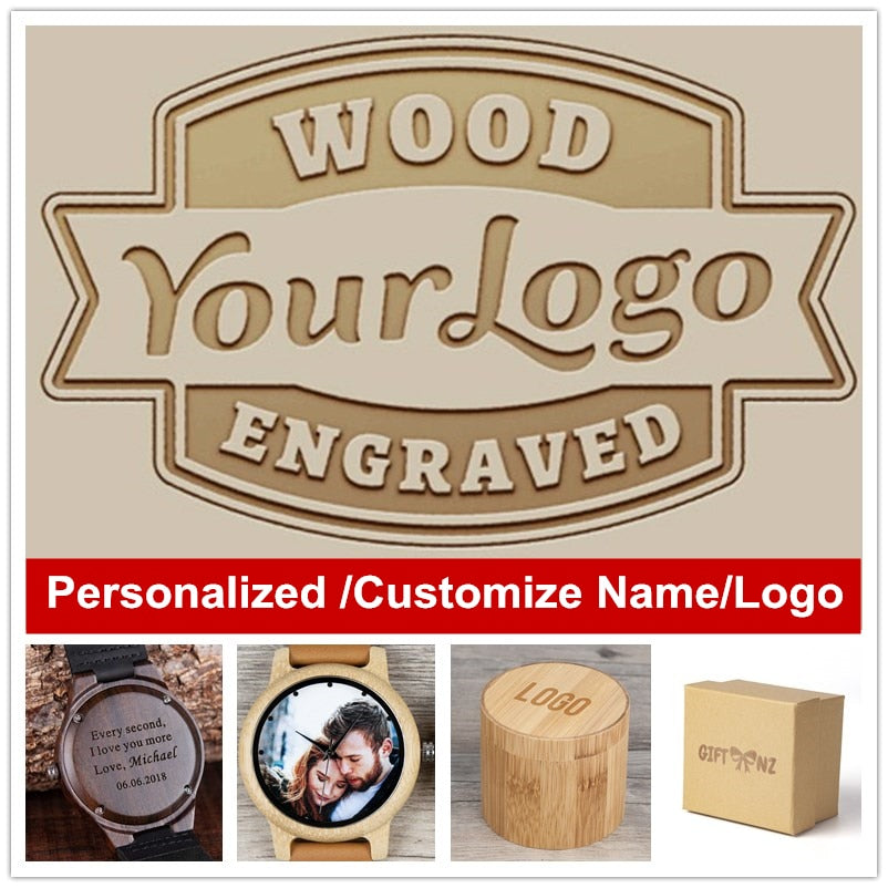Personality LOGO Words Message Engraved Wood Watch or Sunglasses Logo Customized Item No Products Engraving Special Gift