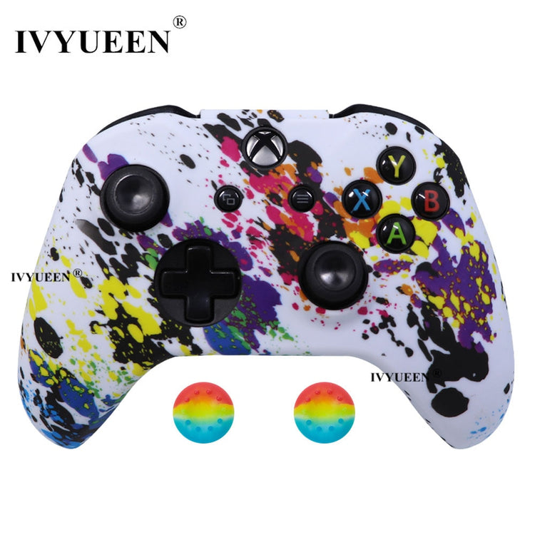 IVYUEEN Silicone Protective Skin Case for XBox One X S Controller Protector Water Transfer Printing Camouflage Cover Grips Caps - Azbrowse