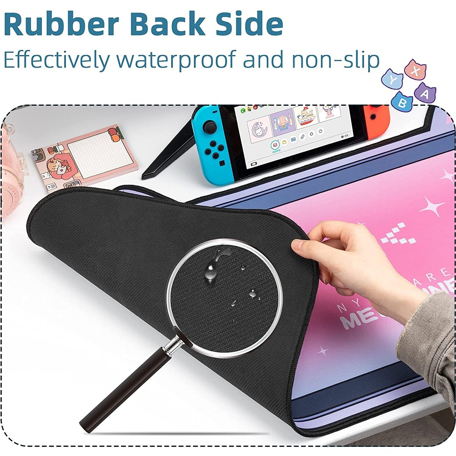 Big Mouse Pad Cute Cat Ears Desk Pad Thicken Computer Games Non-slip Pink Girl Cartoon Super Cute For Girl Game Boy 80CM*40CM - Azbrowse