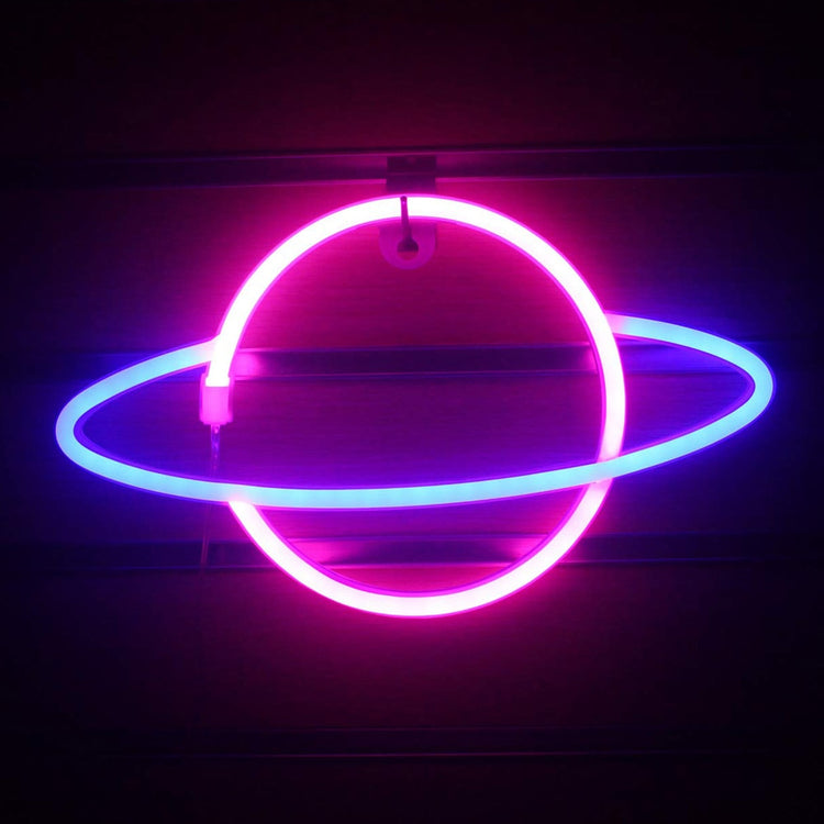 Planet LED Lights Neon Light Sign Bedroom Decor Neon Sign Night Lamp for Rooms Wall Art Bar Party USB or Battery Powered - Azbrowse
