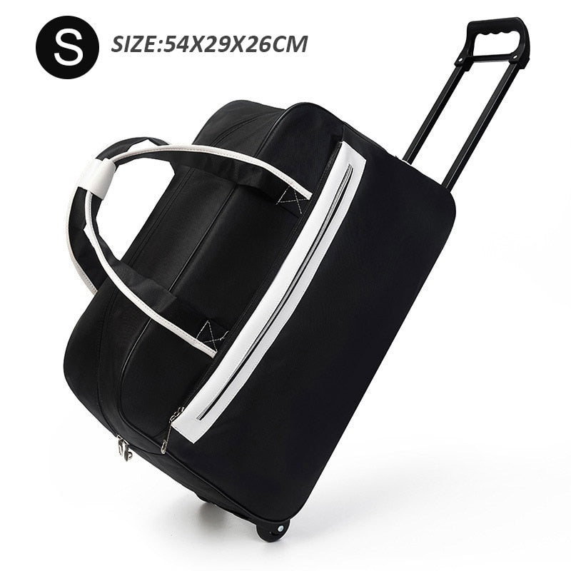 Striped Carry-Ons Bag Waterproof Nylon Trolly Bag For Traveling Men Travel Bags Foldable Cabin Suitcase With Wheels XA225C - Azbrowse