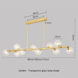 SANDYHA Modern Simple Bubble Ball Long Strip Chandeliers Minimalist Creative Hanging Lights Magic Bean Iron Art Restaurant Lamp - Azbrowse