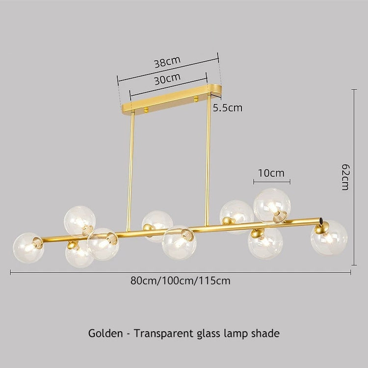 SANDYHA Modern Simple Bubble Ball Long Strip Chandeliers Minimalist Creative Hanging Lights Magic Bean Iron Art Restaurant Lamp - Azbrowse