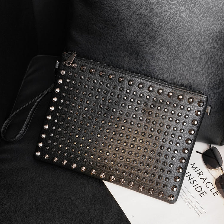 DAEYOTEN Famous Brands Men's Clutch Handbag Rivets Decoration Envelope Bag Unisex Pu Leather Handbags 2019 Free Shipping ZM0379 - Azbrowse