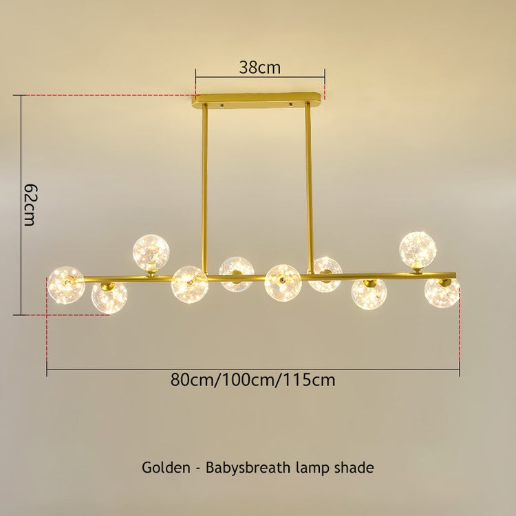 SANDYHA Modern Simple Bubble Ball Long Strip Chandeliers Minimalist Creative Hanging Lights Magic Bean Iron Art Restaurant Lamp - Azbrowse