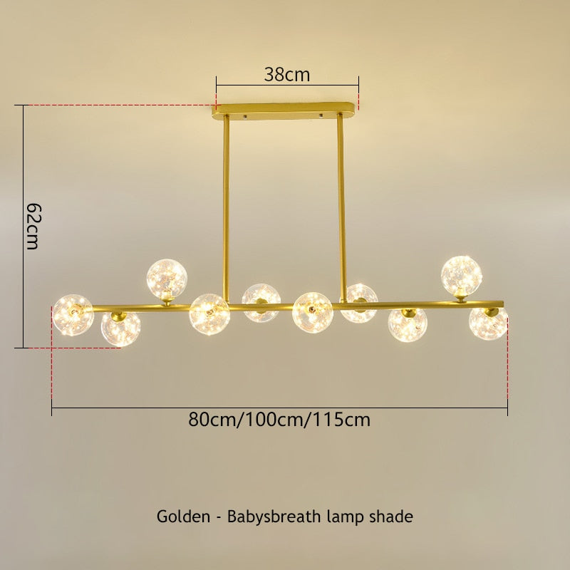 SANDYHA Modern Simple Bubble Ball Long Strip Chandeliers Minimalist Creative Hanging Lights Magic Bean Iron Art Restaurant Lamp - Azbrowse