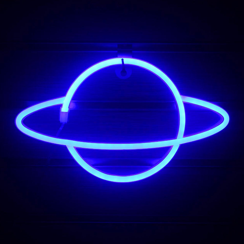 Planet LED Lights Neon Light Sign Bedroom Decor Neon Sign Night Lamp for Rooms Wall Art Bar Party USB or Battery Powered - Azbrowse
