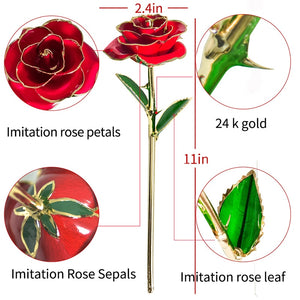 Gifts for Women 24k Gold Dipped Rose with Stand Eternal Flowers Forever Love In Box Girlfriend Wedding Valentine Gift for Her - Azbrowse