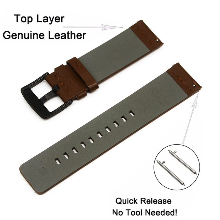 Genuine Leather Strap For Amazfit For Samsung Active 2 40/44mm Gear S3 bracelet Huawei GT/GT2/2e Galaxy watch 4 Classic 3 45/42 - Azbrowse