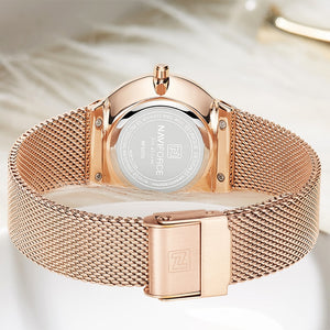 NAVIFORCE Women's Watch Luxury Rhinestone Fashion Ladies Watches Date Waterproof Quartz Wristwatch Clock Female Relogio Feminino - Azbrowse