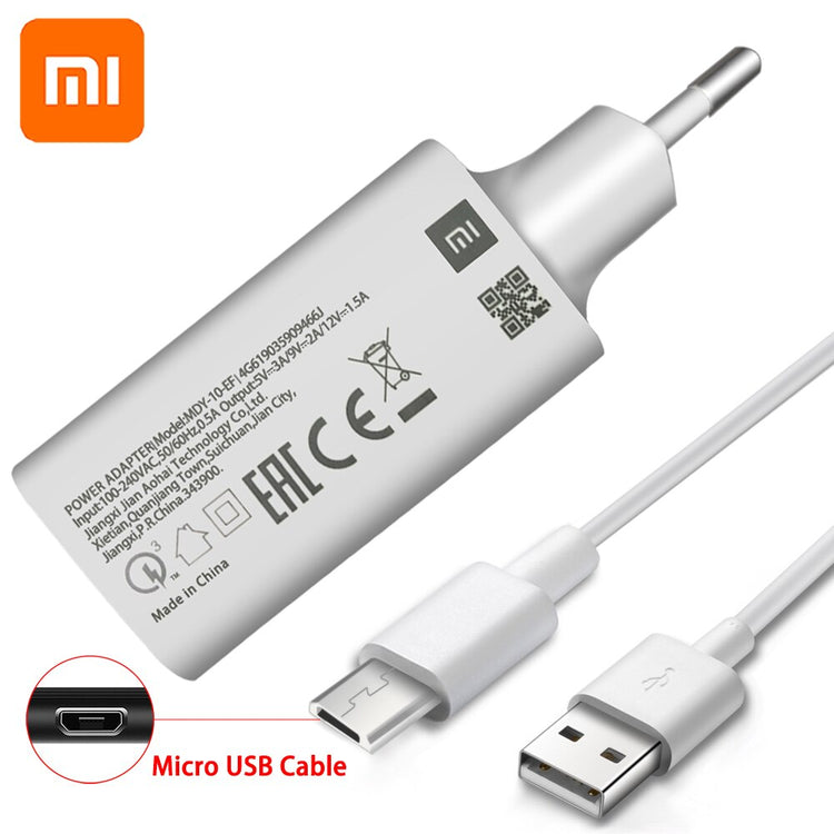 Original XIAOMI MI USB QC3.0 Fast wall Charger with Micro Usb and Type C Cable for XIAOMI Mi 9 8 SE CC9 A3 Redmi K20 Note 7 Pro - Azbrowse