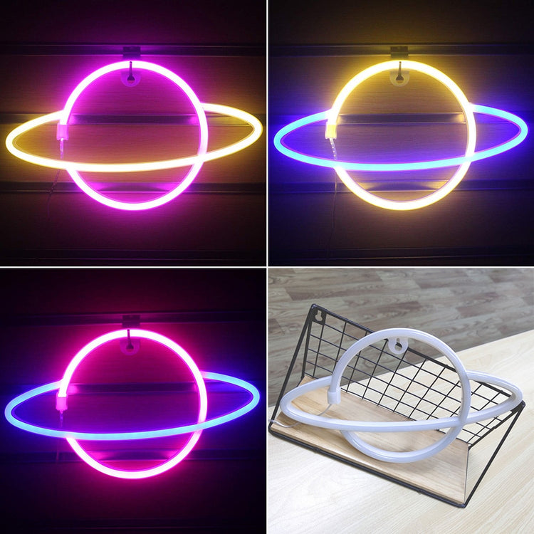 Planet LED Lights Neon Light Sign Bedroom Decor Neon Sign Night Lamp for Rooms Wall Art Bar Party USB or Battery Powered - Azbrowse