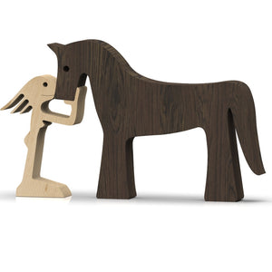 Family Puppy Wood Dog Craft Figurine Desktop Table Ornament Carving Model Home Office Decoration Pet Sculpture Christmas Gift - Azbrowse