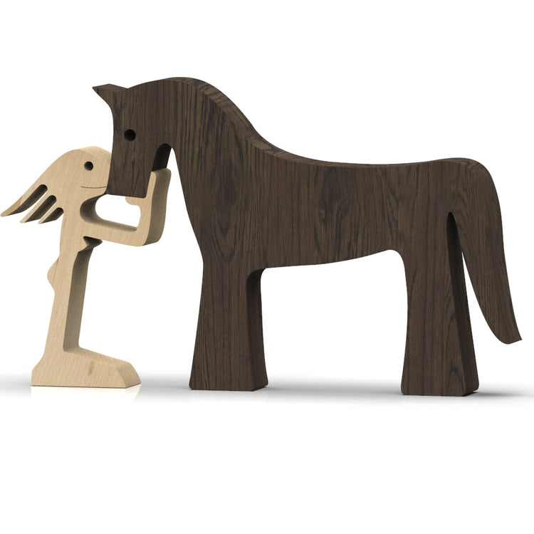 Family Puppy Wood Dog Craft Figurine Desktop Table Ornament Carving Model Home Office Decoration Pet Sculpture Christmas Gift - Azbrowse