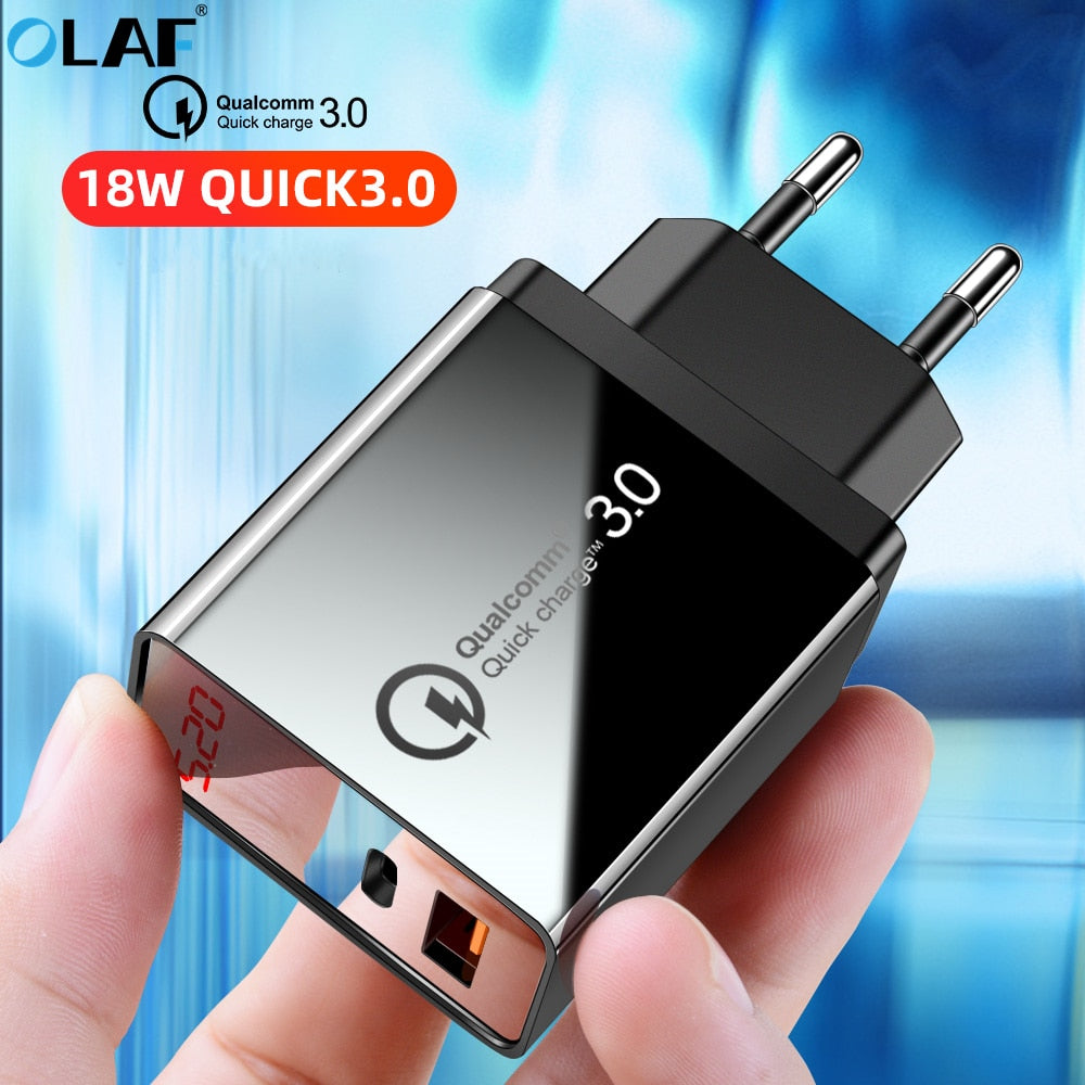 Olaf LED Display PD Fast Charger Type C USB Charger For iphone Samsung Xiaomi QC 3.0 Wall Adapter Phone Charging PD Chargers - Azbrowse