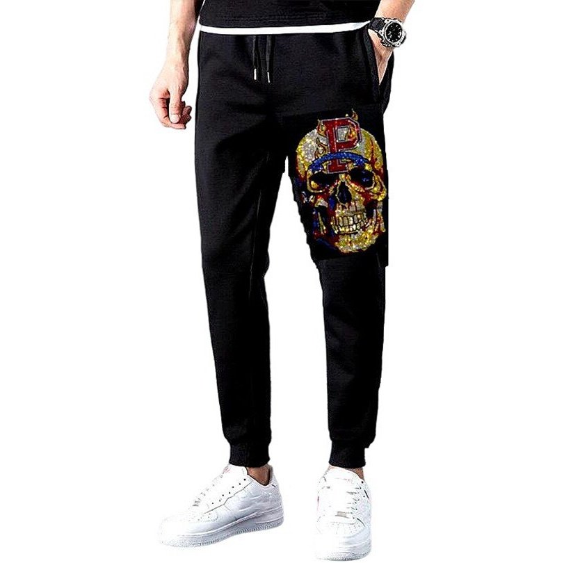 Sweatpants Men Anime Skull Pants Fashions Joggers Pants Male   Rhinestones Sweatpants  Fitness Track Pants Men Sweat Trouser - Azbrowse