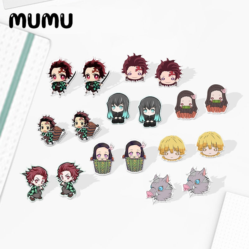 2020 New Anime Demon Slayer: Kimetsu No Yaiba Earring Jewelry Epoxy Kamado Tanjirou Nezuko Mask Acrylic Earrings - Azbrowse