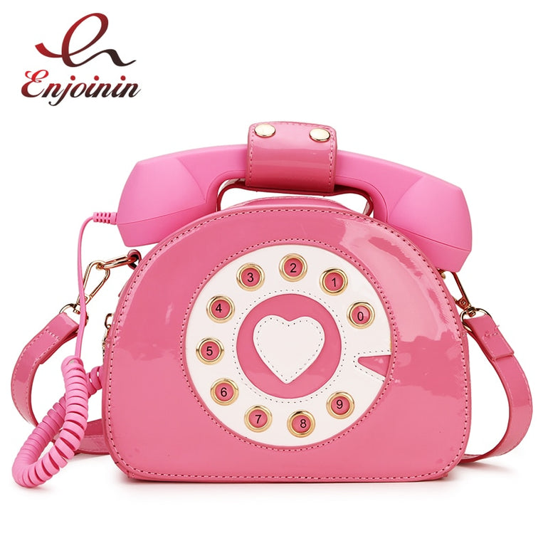 Telephone Shape Purses and Handbags for Women Fashion Pink Shoulder Bag Novel Designer Brand Crossbody Bag Top-Handle Totes 2021 - Azbrowse