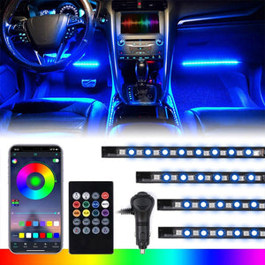 Led Car Interior Backlight With Usb Cigarette Lighter Ambient Atmosphere Mood Light Rgb Remote App Auto Foot Decorative Lamp - Azbrowse