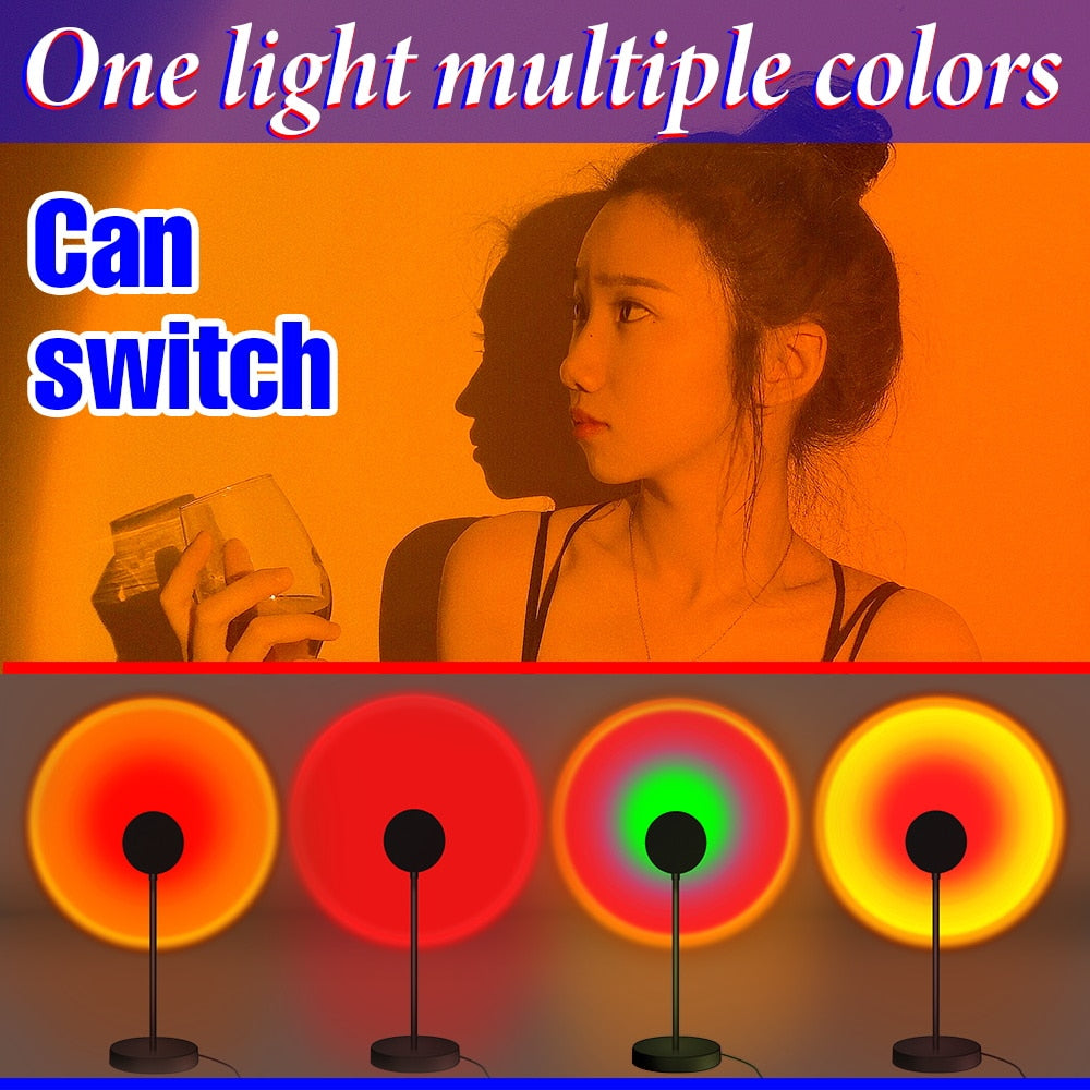 LED Projection Lamp Sunset Light Night LED Sunset Bulb Color Lamp 5V USB Rainbow Lamp Desk LED Decoration Atmosphere Lighting - Azbrowse