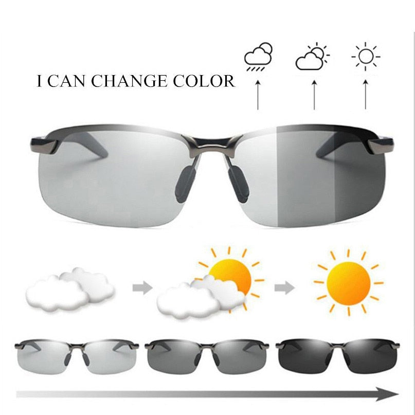 Classic Photochromic Driving Sunglasses Men Brand vintag Polarized Chameleon Discoloration Sun glasses men Anti-glare Goggles - Azbrowse