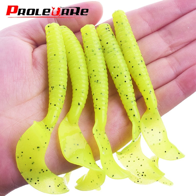 5PCS Long Tail Worm Fishing Soft Baits 80mm 4.3g Jig Wobblers Fishy Smell With Salt Silicone Lures Bass Carp Pike Pesca Tackle - Azbrowse