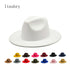 Autumn Winter Womens Felt Hat Fedoras Big Brim Hats For Women British Style Vintage Church Hats Lady Flat Brim White jazz cap