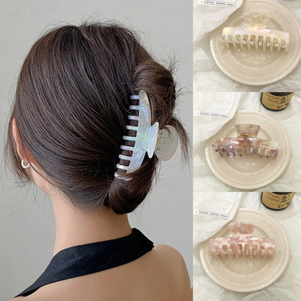 Ruoshui 2021 Korean Style Leopard Hair Claws Mermaid Color Hair Claws Hairpins Hairgrip Hair Accessories Crab For Women Headwear