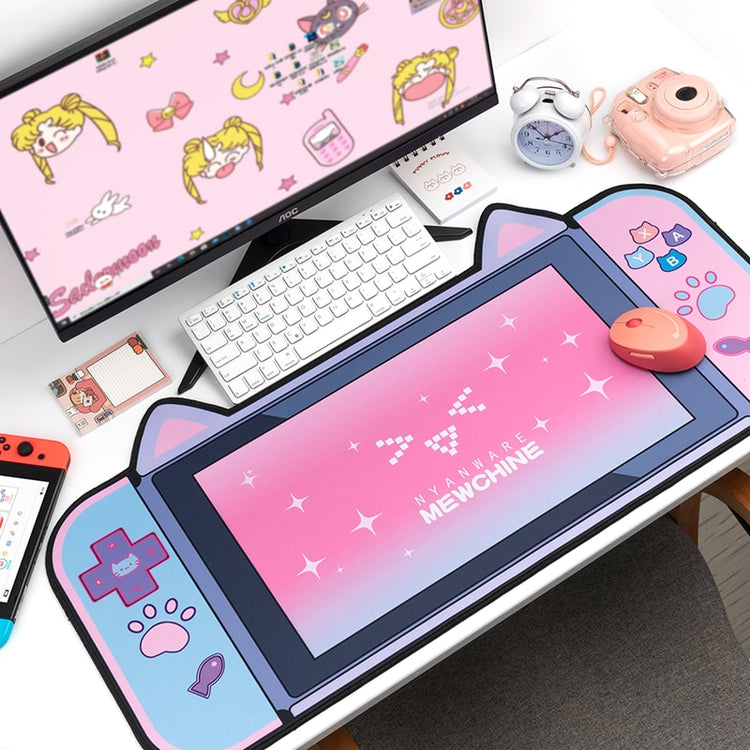 Big Mouse Pad Cute Cat Ears Desk Pad Thicken Computer Games Non-slip Pink Girl Cartoon Super Cute For Girl Game Boy 80CM*40CM - Azbrowse