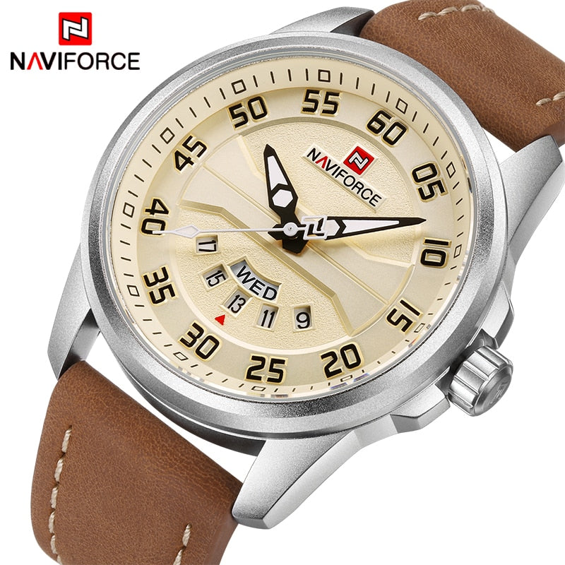NEW Luxury Brand NAVIFORCE Men Fashion Sport Watches Men's Quartz Clock Man Leather Army Military Wrist Watch relogio masculino - Azbrowse