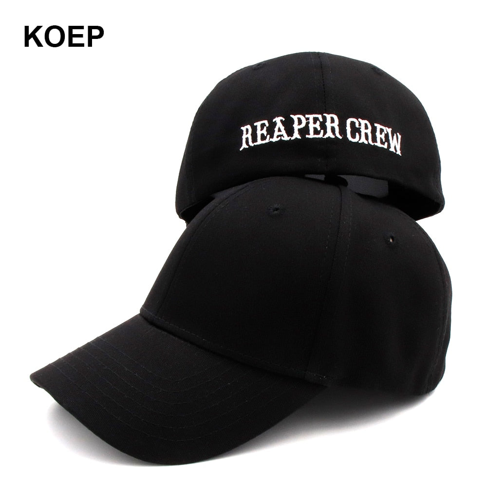 KOEP SOA Black Hats Sons Of Anarchy For Reaper Crew Fitted Baseball Cap Women Letters Embroidered Hip Hop Hat For Men - Azbrowse